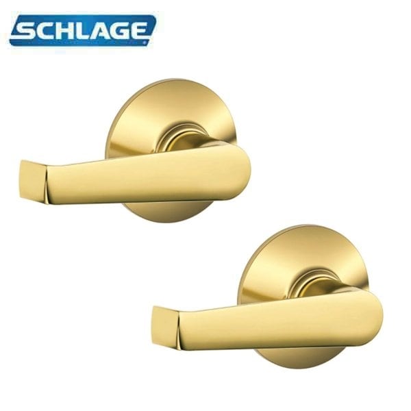 Schlage Accent Passage Door Lever Set Polished Brass Finish Reversible SCH-F10-ELA605-RV - main